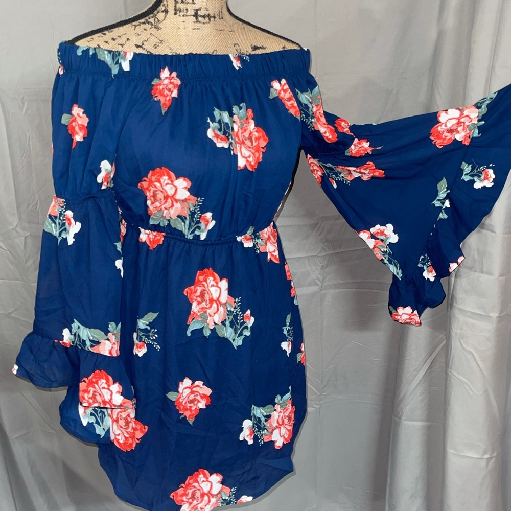Blue rose mini dress